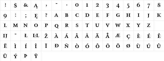Arrus SmCap BT Bold Small Cap Character Map
