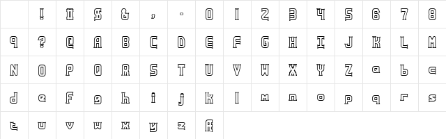 Ataxia Outline BRK Regular Character Map