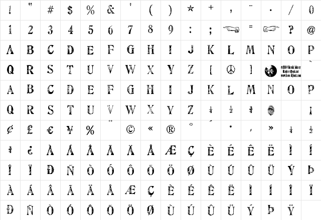 Artistamp Medium Regular Character Map
