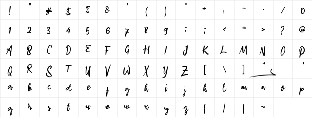 a Artlazies Regular Character Map