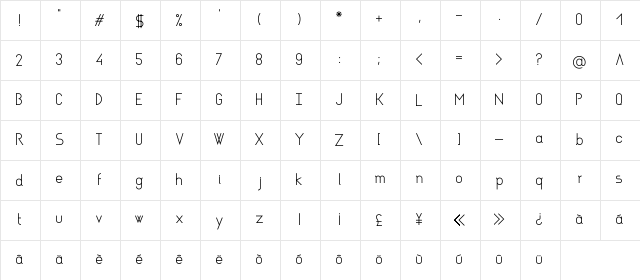 Asgalt Regular Character Map