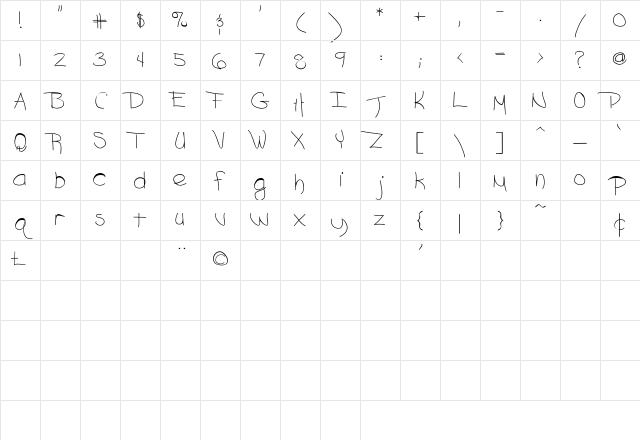 Ashley Regular Character Map Ashley Regular Character Map