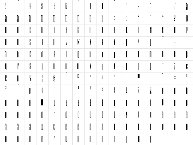 a sogra Ruth Extra-condensed Character Map