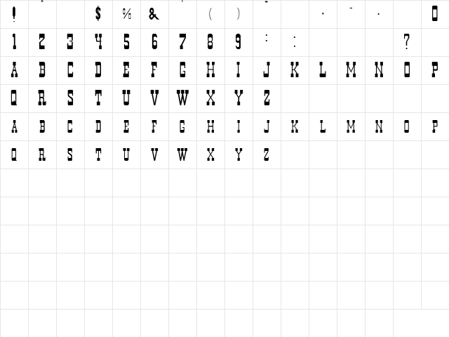 ASPEN Regular Character Map