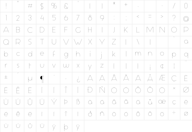 Aspergit Light Character Map