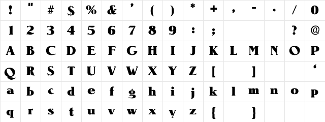 Asphalt Regular Character Map