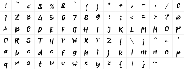 aAssassinNinja Regular Character Map