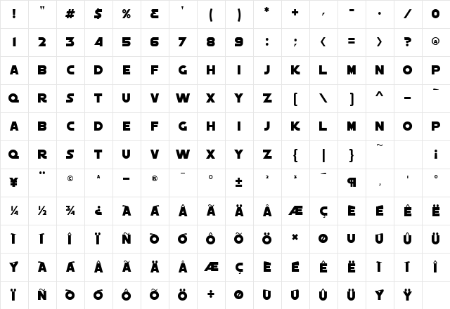 AstroSolid Regular Character Map