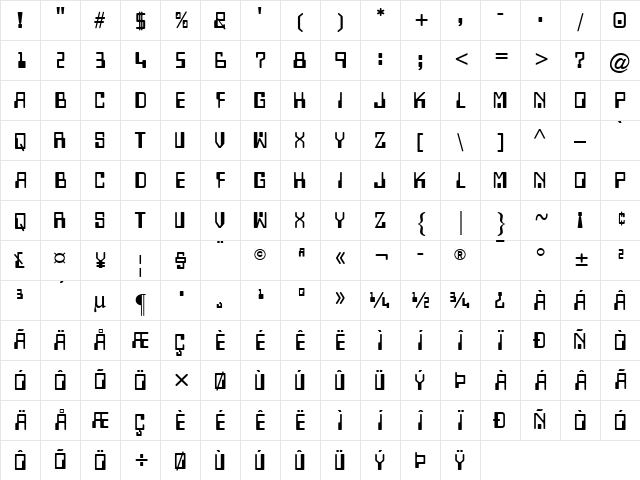 ATComputer Regular Character Map