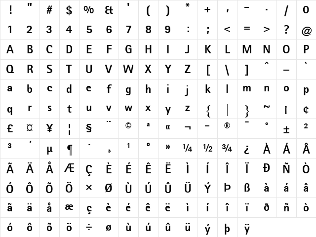 ATRotisSansSerif ExtraBold Character Map