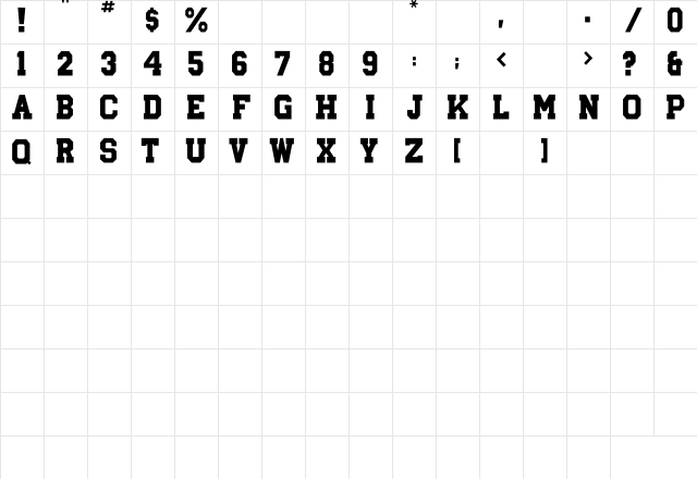 Athletic Regular Character Map Athletic Regular Character Map
