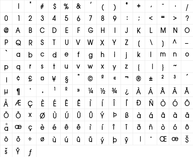 Atilla-Condensed Bold Character Map Atilla-Condensed Bold Character Map