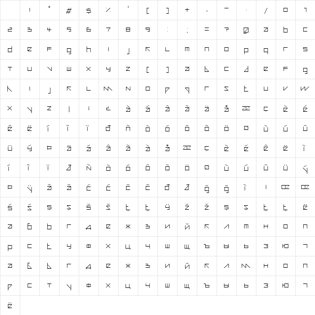 Auricom Regular Character Map Auricom Regular Character Map