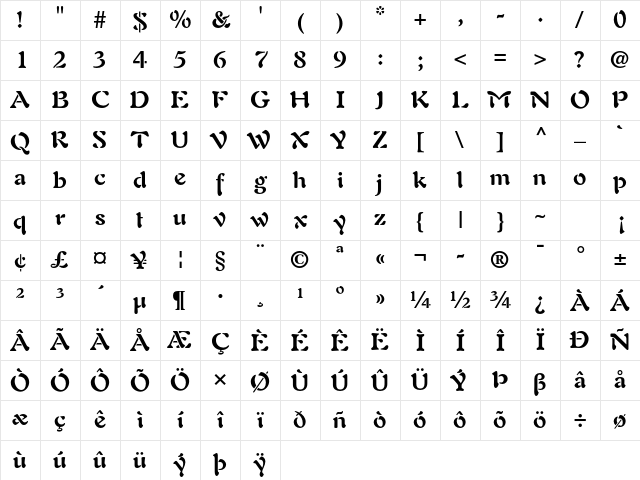 Auriol LT Std Bold Character Map