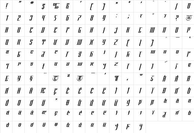 Mata Hari Exotique Character Map
