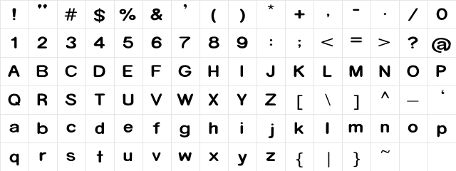 AutoBahnBold Regular Character Map