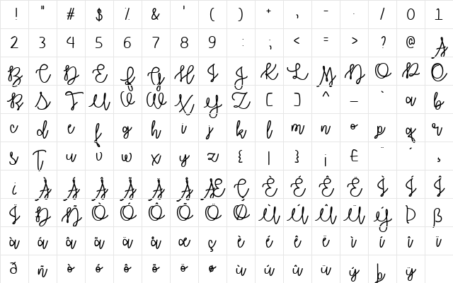 Autumn Moon Regular Character Map