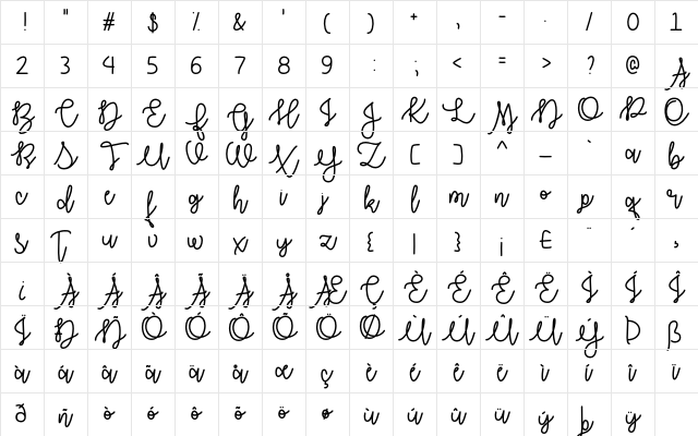 Autumn Moon Regular Character Map