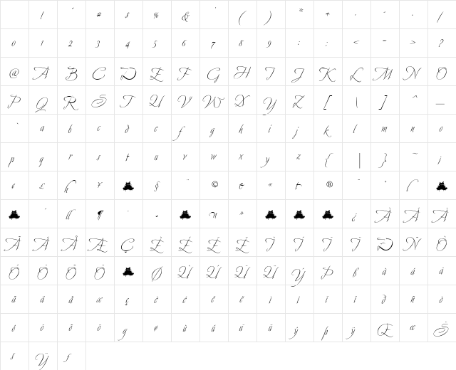 Avalon Regular Character Map Avalon Regular Character Map