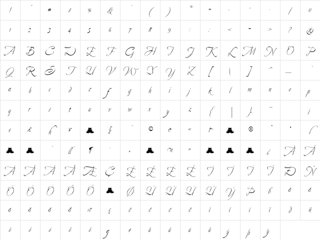 Avalon Regular Character Map Avalon Regular Character Map