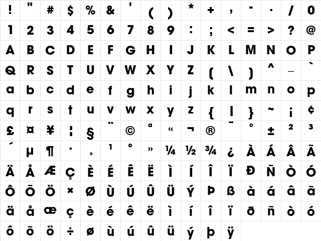 ITC Avant Garde Gothic Bold Character Map ITC Avant Garde Gothic Bold Character Map