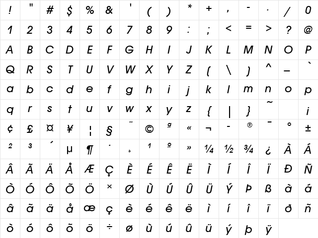 AvantGardEF Medium Character Map AvantGardEF Medium Character Map
