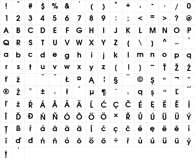 AvantGarGotItcLEE Bold Character Map