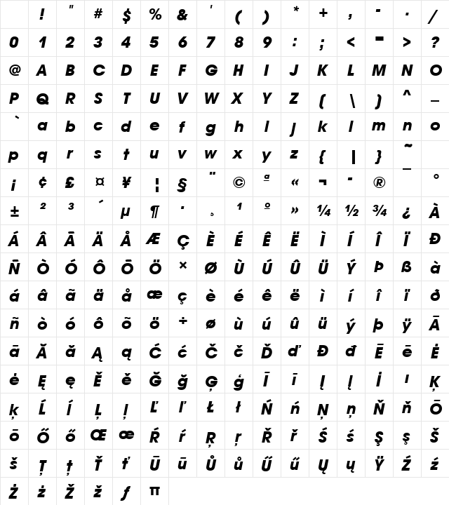 AvantGarGotItcT Bold Italic Character Map AvantGarGotItcT Bold Italic Character Map