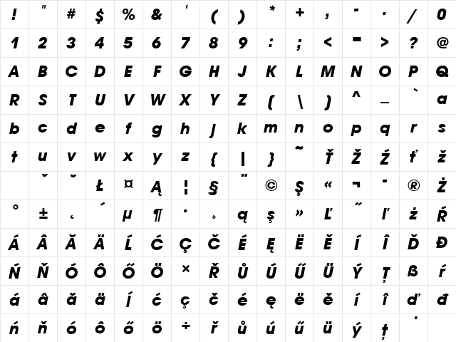 AvantGarGotItcTEE Bold Italic Character Map