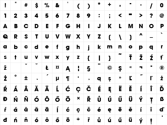 AvantGarGotItcTEE Bold Character Map