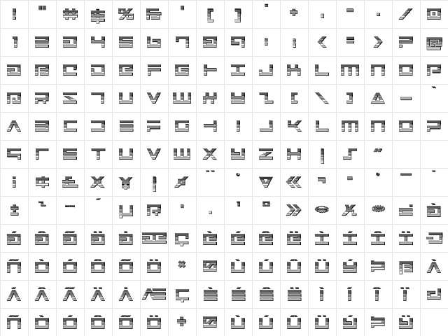 Avenger Chrome Regular Character Map