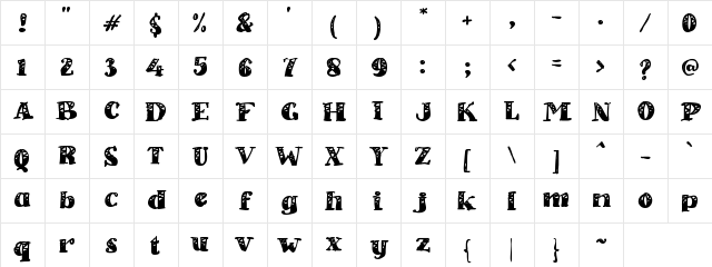 a Avocado Taco Regular Character Map