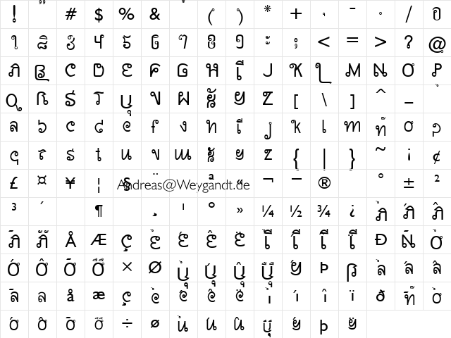 AW_Siam English not Thai Regular Character Map AW_Siam English not Thai Regular Character Map