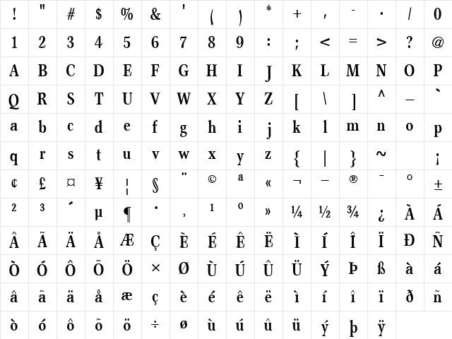 AxiomaticCondSSK Bold Character Map AxiomaticCondSSK Bold Character Map
