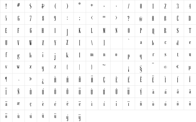 Ayres Regular Character Map