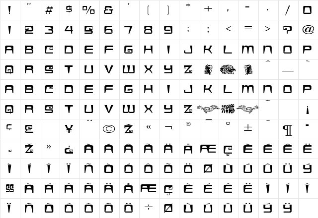 Azteca Regular Regular Character Map