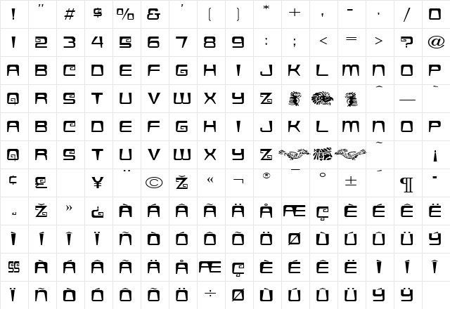 Azteca Regular Regular Character Map