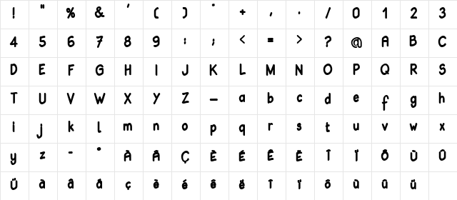Babiole Bold Character Map