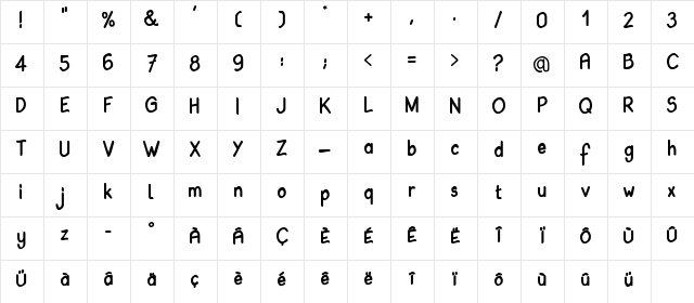 Babiole Regular Character Map