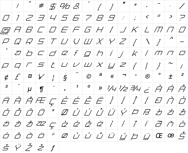 Babylonia Italic Character Map Babylonia Italic Character Map
