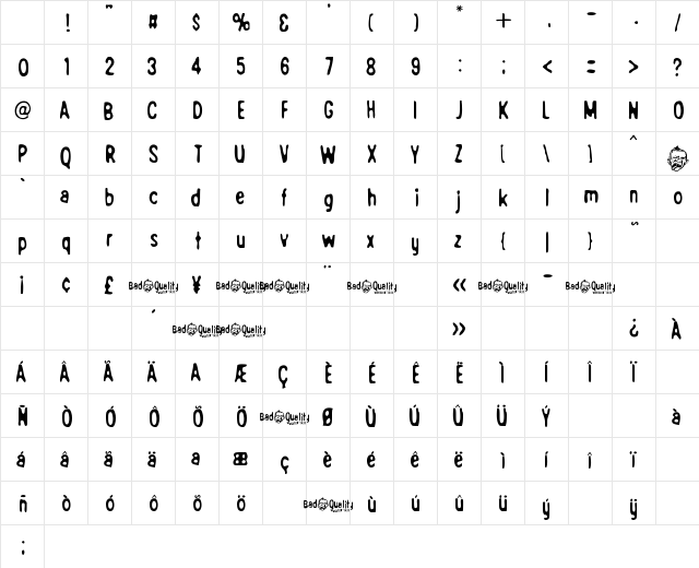 Bad+Quality Regular Character Map Bad+Quality Regular Character Map