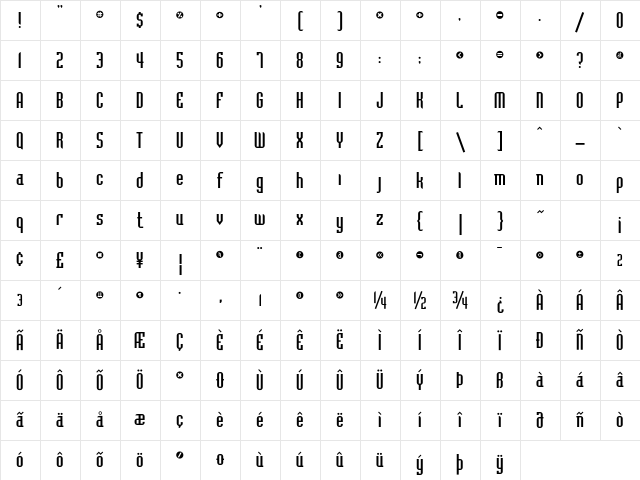 BadlocICG Regular Character Map
