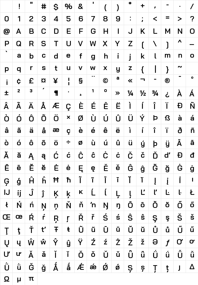 Bai Jamjuree SemiBold Character Map Bai Jamjuree SemiBold Character Map