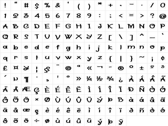 Bajama Expanded Bold Character Map Bajama Expanded Bold Character Map