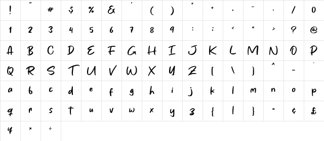 Bajurie Regular Character Map Bajurie Regular Character Map