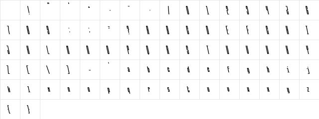 Ballbase Backslanted Character Map Ballbase Backslanted Character Map