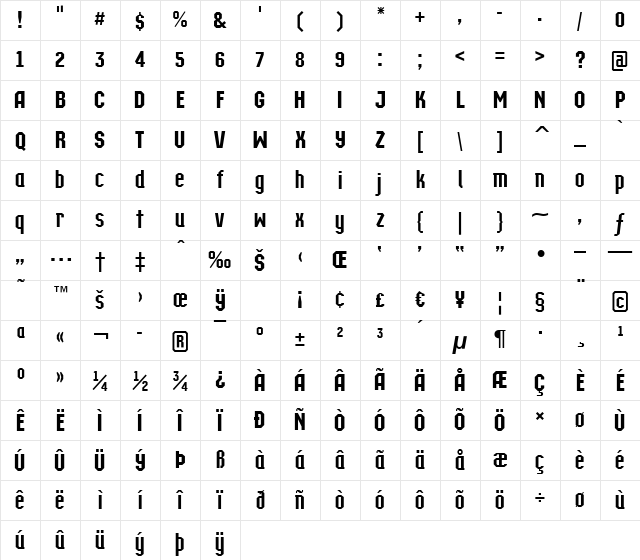 a_Technics DemiBold Character Map