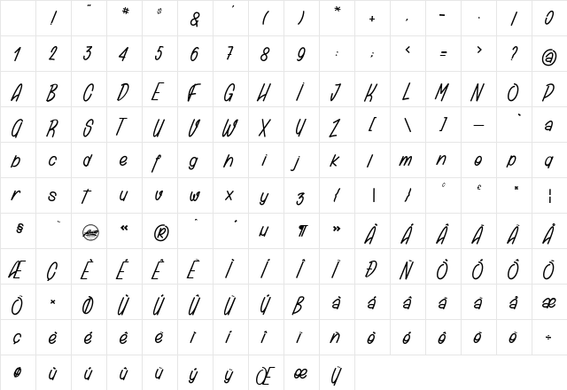 Bambino Regular Character Map Bambino Regular Character Map