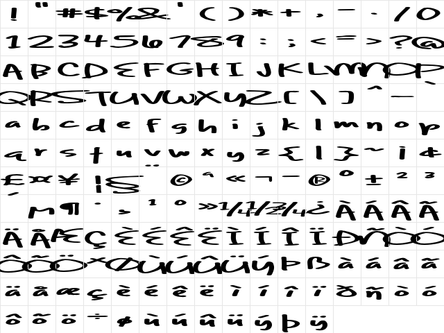 Banana Bee Extra-expanded Bold Character Map