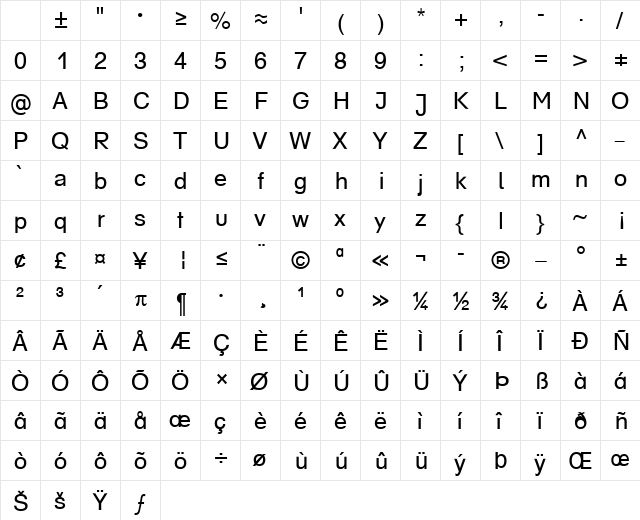 MathStandard Becker Normal Character Map MathStandard Becker Normal Character Map